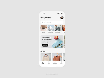 Marketplace app design e commerce interaction light marketplace sell ui ux web white