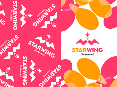 STARWING Restaurant Logo abstract logo brand identity branding cafe canteen chicken fry coffee shop colorful drink eat fast food food house food logo food place graphic design grill logo lunch restaurant logo snack bar