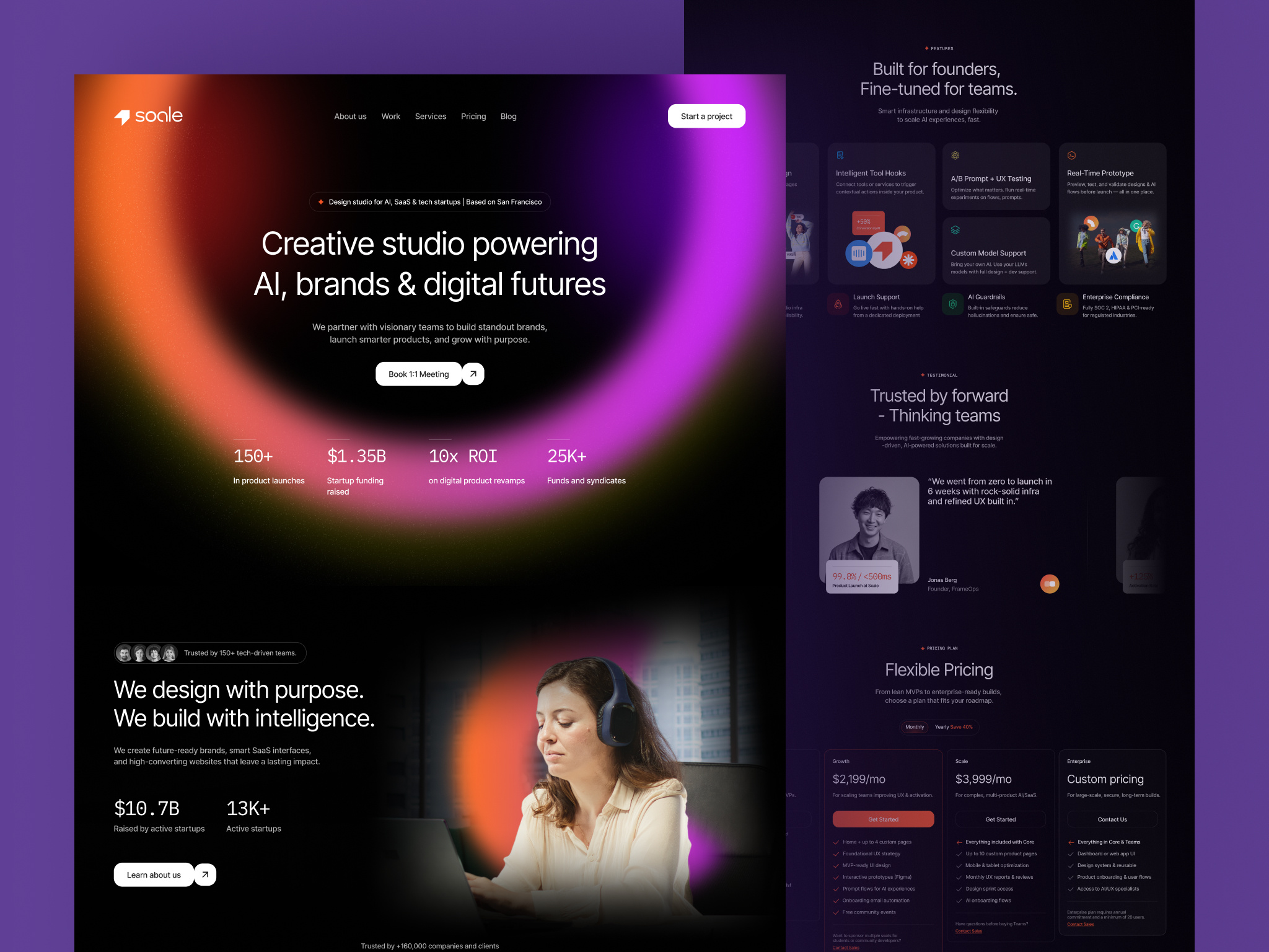 Soale - Portfolio & Agency Website Template agency website agency website design ai startup cms webflow creative agency creative studio design framer website landing page design saas design trending design ui ui ux design uiux webflow agency webflow agency website webflow design webflow template