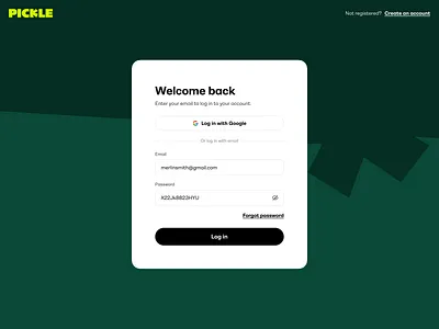 Pickle — Log in best web design design figma modern website ui uiux design user experience user experience design user interface user interface design ux web design website ui