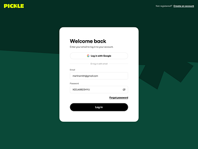 Pickle — Log in best web design design figma modern website ui uiux design user experience user experience design user interface user interface design ux web design website ui