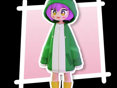 Frog Girl - MagicaCSG 3d 3d model 3dmodeling illustration magicacsg stylized