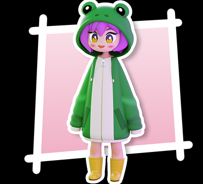 Frog Girl - MagicaCSG 3d 3d model 3dmodeling illustration magicacsg stylized