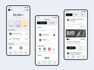 Loot app gift loyalty mobile offers receive send swap ui wallet