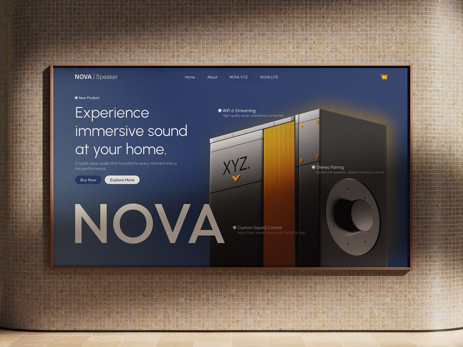 NOVA Speaker — High-Fidelity Website Design audiodesign audioproducts creativeui designinspiration digitaldesign dribbble ecommercedesign highfidility interfacedesign landingpage landingpagedesign minimaldesign moderninterface novaspeaker productdesign speakerdesign uidesign uxdesign webdesign webuidesign