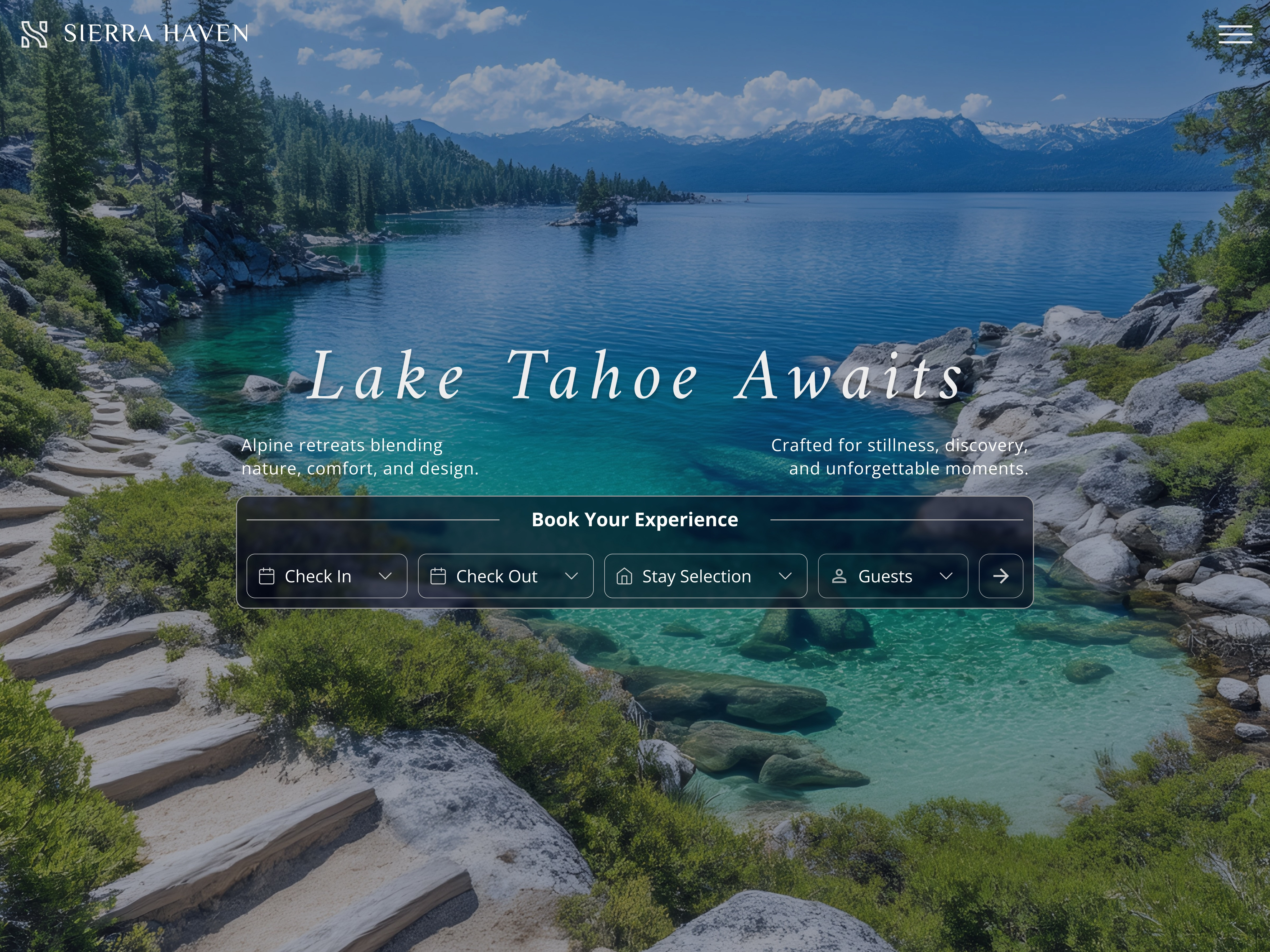 Alpine Hospitality Website Design - Sierra Haven branding hospitality minimal design modern design ui web design