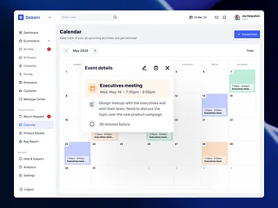 Calendar Page | E-commerce Dashboard Design 🛍️ app design branding business website clean dashboard design design design agency e commerce e commerce website e commerce website design minimal ui ui ux design ui ux design agency ui ux designer ux ux design vendor design web design website design