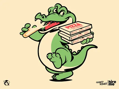 Pizza Gator! character design design gator graphics illustration pizza t shirt design tee design vector vector design