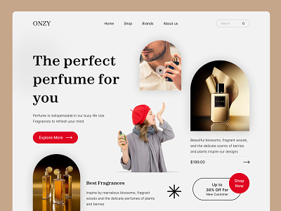Perfume landing page Hero section beauty fashion fragrance interface landing page luxury makeup maxfluid perfume perfumes scent skincare sniff website