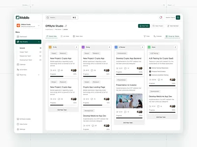 Mobilo - Task management dashboard dashboard light theme minimal modern design saas task management uiux