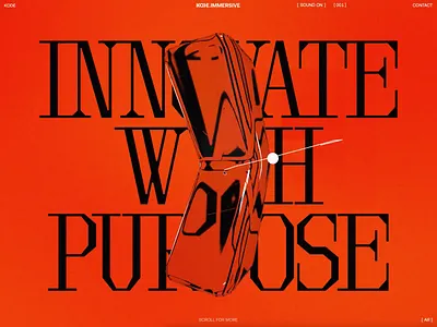 KODE Immersive 3d 3d animation animation creative experimental hero design home page hover animation hover interaction immersive interactive landing page logo 3d malvah motion graphics serif typography ui ux web design