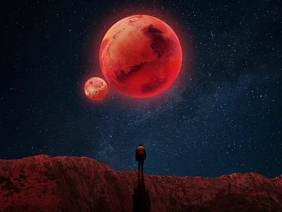 The Red Cycle Desktop Wallpaper Artwork + Animation animated artwork animation artwork design digital art graphic design photo manipulation poster design space universe wallpaper