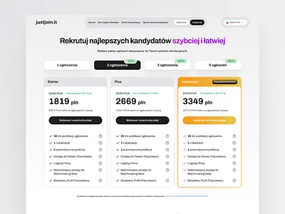 Pricing Page justjoin.it b2b finance interface landing landing page modern pricing pricing page pricing table saas ui ux web pricing
