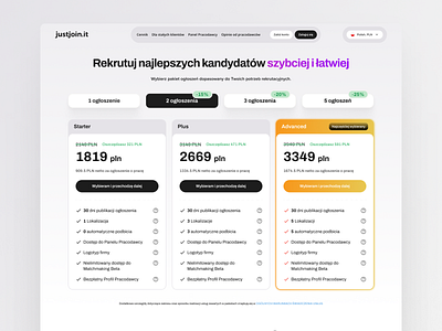 Pricing Page justjoin.it b2b finance interface landing landing page modern pricing pricing page pricing table saas ui ux web pricing