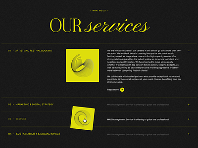MAK Management pt.03 art direction black branding design layout music typography ui web website