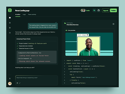 Product for a Coding AI ✦ UnbagAI design interface poduct service startup ui ux web website