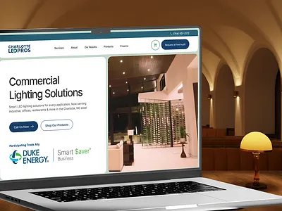 Charlotte LED Pros | LED Solution Website UI/UX Redesign energy savings website ui landing page led led based website ui led product solution led service solutions led service website led website led website landing page led website ui light energy savings minimal product design smart led solutions ui ux