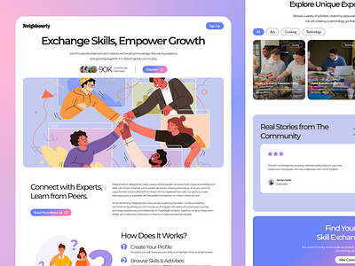 Neighbourly – Skill Exchange Platform branding community platform education inspiration landing page learning platform skill swap ui uiux ux web design website