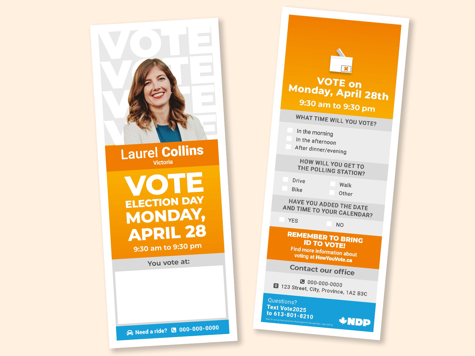 Various NDP Print Materials election graphic design politics print vote