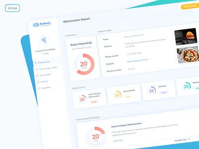 Smart Dashboard Design for AI-Powered Business Insights ai application audit business crm dahboard design food logo platform restaurant ui ux web