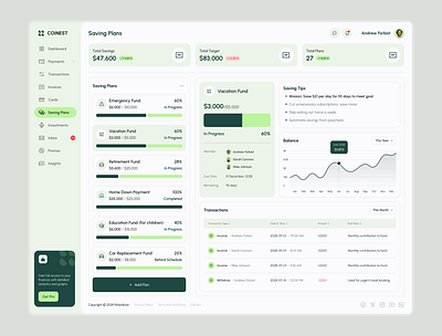 Coinest Saving Plans Page – Finance Management Dashboard Figma coines dashboard dashboard design figma design figma template finance ui financial planning fintech design money goals personal finance product design responsive ui saving plans ui components ui design ui inspiration ui showcase ui trends ux design