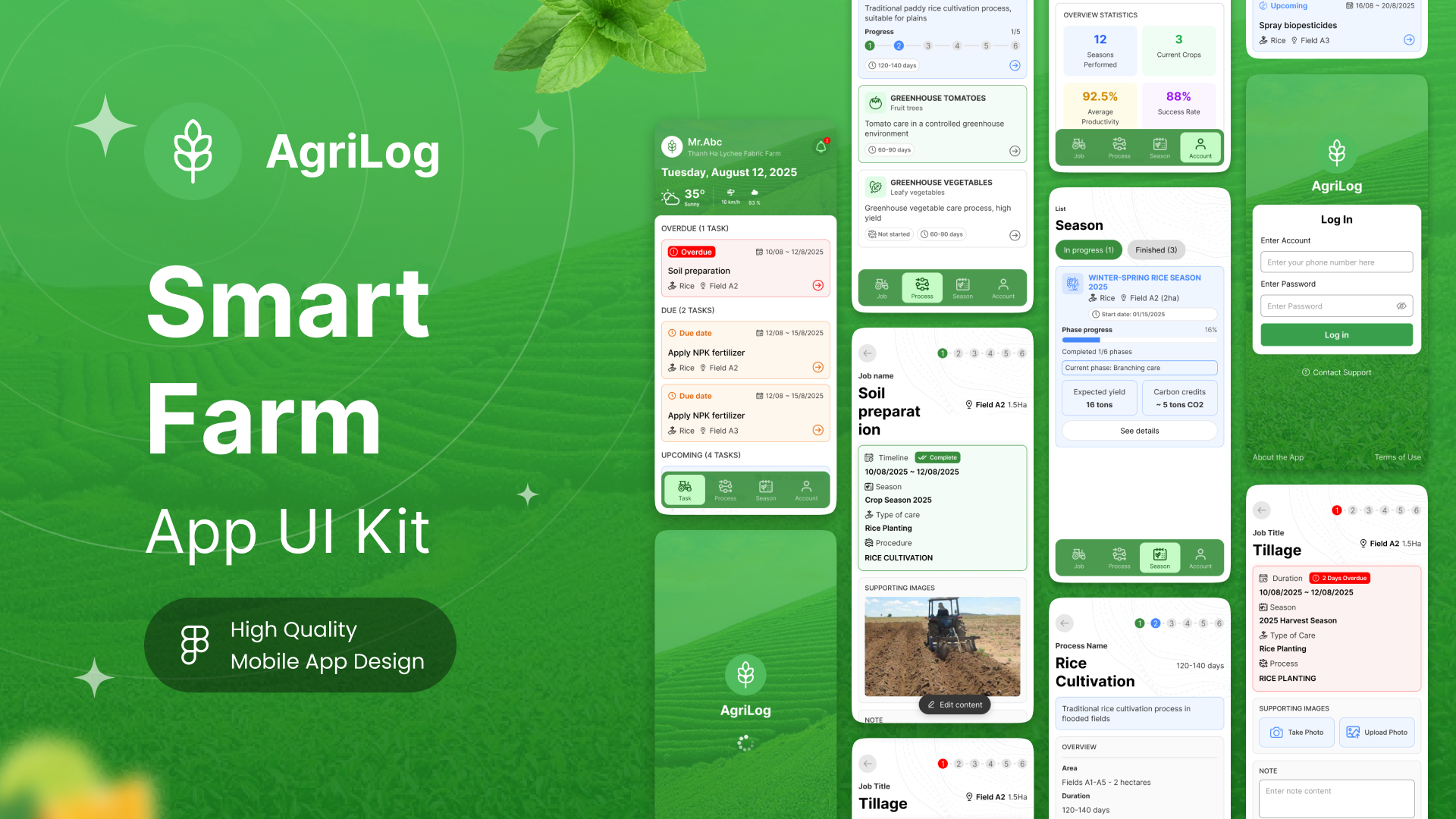 AgriLog Smart Farm Mobile App UI Kit agrilog app farm mobile smart