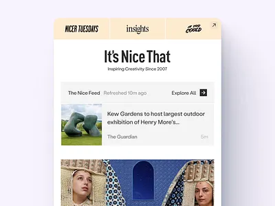 Its Nice That — Mobile Feed (@ madebywild) 💜 button clean creative community feed links minimal mobile navigation teaser typography ui user interface webdesign