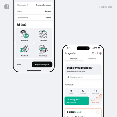 AI-Powered Job Search – Mobile App app clean design ios job job search mobile mobile app search ui user interface ux