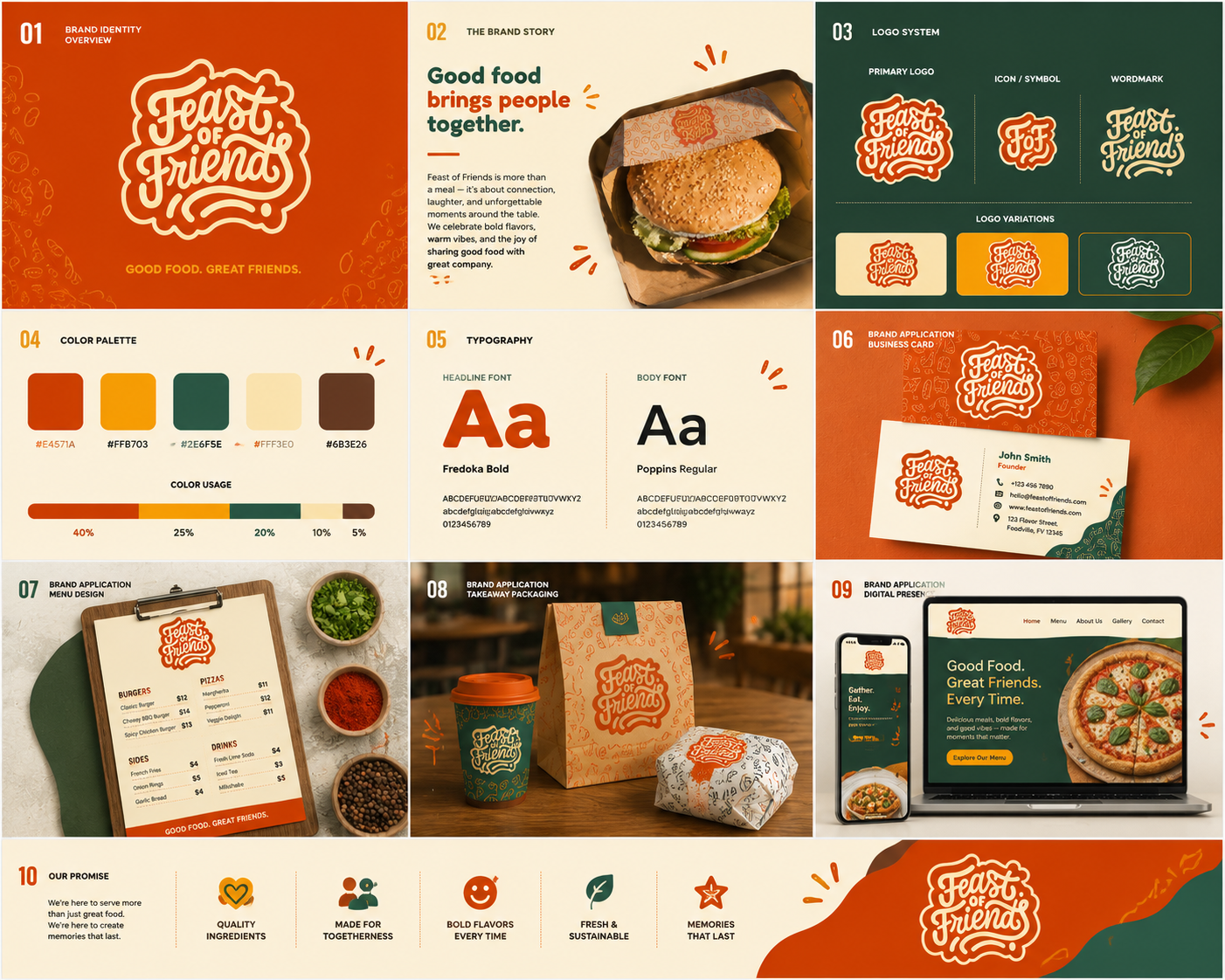 Feast of Friends- Brand Identity adobe illustrator branding creative designinspiration foodbranding foodphotography graphic design graphicdesign illustration logo logo design logodesign menu minimal modernbranding packagingdesign restaurantbranding restaurantdesign typography visualidentity