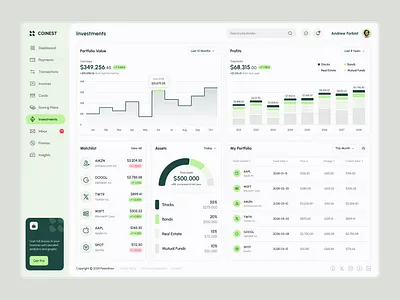 Coinest Investments & Payment Page coinest dashboard dashboard template figma design figma template finance ui financial tools fintech ui investment dashboard money tracker payment page responsive ui ui components ui design ui inspiration ui showcase ui trends user experince ux design