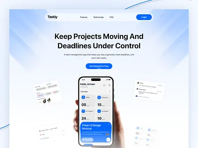 Task Management App Landing Page UI Design app design design landing page task management website ui ui ux uidesign user interface web design webdesign