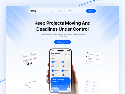 Task Management App Landing Page UI Design app design design landing page task management website ui ui ux uidesign user interface web design webdesign