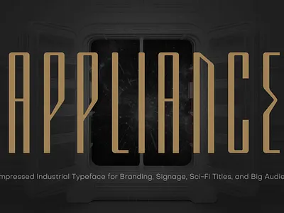 Appliance Font 1940s 1950s art deco branding compressed condensed font headline industrial mid century midcentury movie poster sci fi science fiction streamline title titling type typeface
