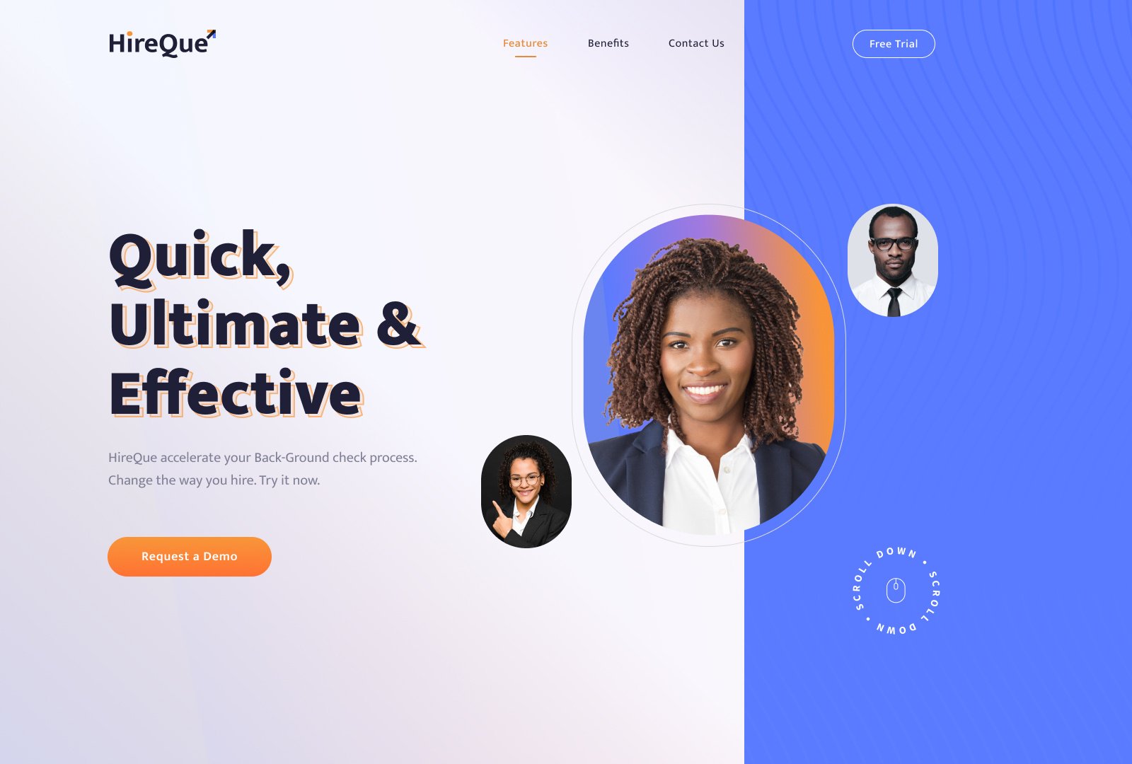 HireQue - Hero Banner banner hero banner hiring ui webpage