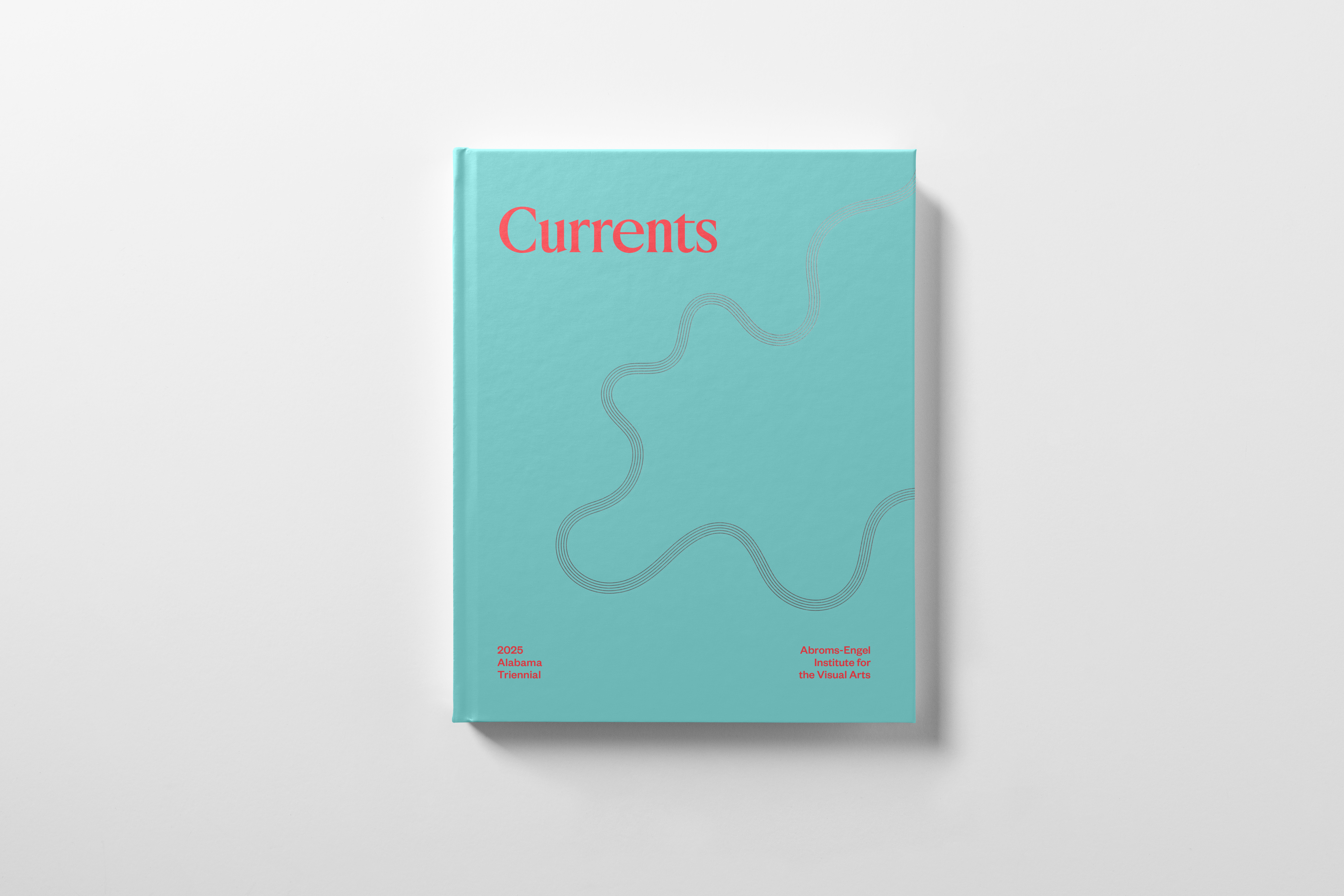 2025 Alabama Triennial Silver Foil Cover alabama art birmingham book cover catalogue currents exhibition flow foil gallery hardcover movement organic print silver waves