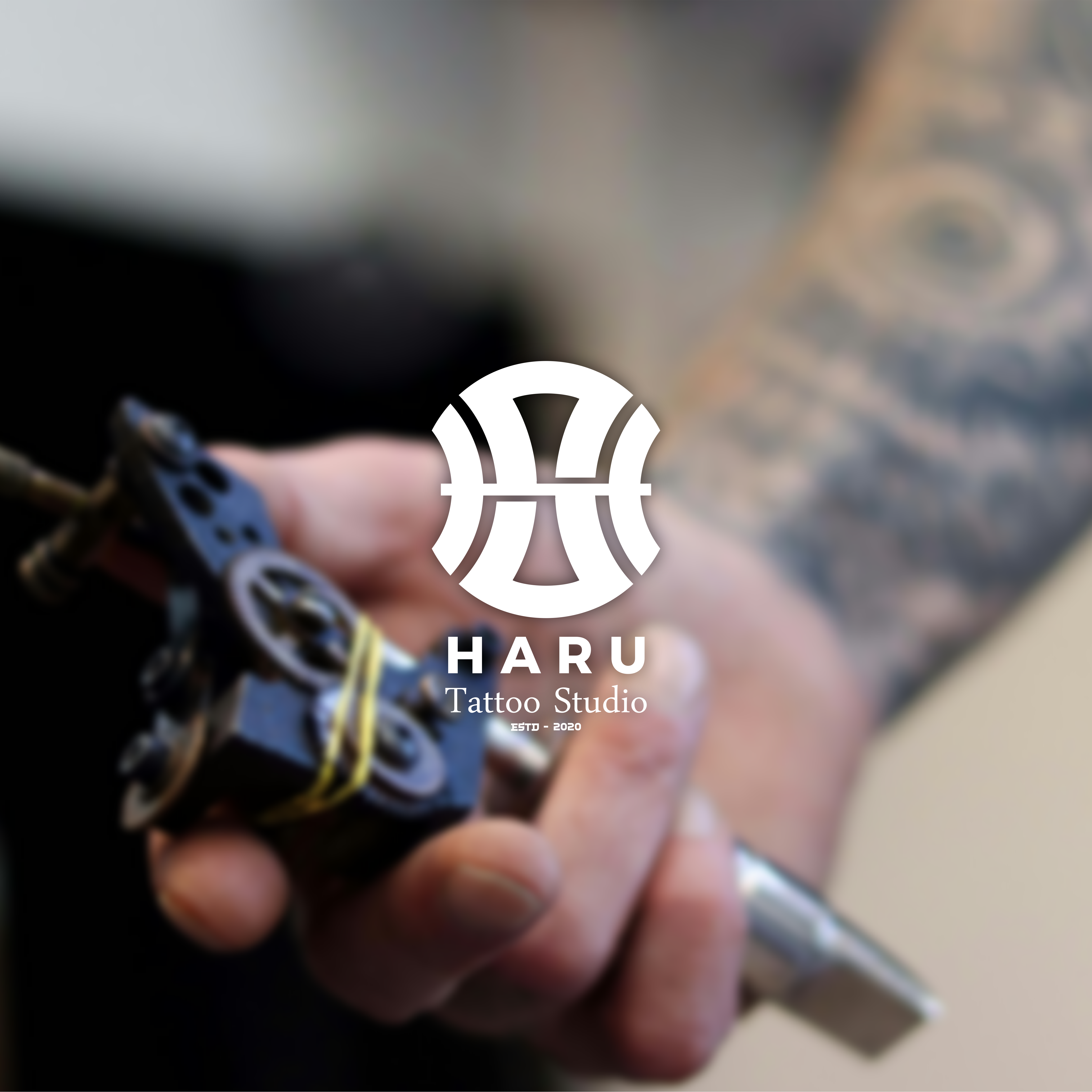 Tattoo Studio Logo Haru branding design graphic design illustration lettering logo logotype monogramlogo tattoo tattoologo tattoostudio typography vector