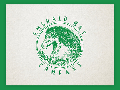 A vintage logo design for the hay company! agriculture branding business classic custom type design detail drawing green hand drawing hay horse illustration lineart logo logo design sketch ui vector vintage design