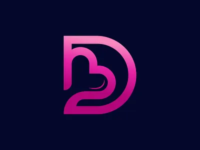 D Letter Logo With Heart Icon d letter logo with heart icon dheartlogo dlogo heartdlogo