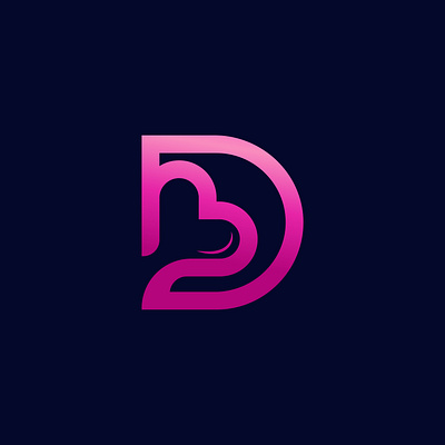 D Letter Logo With Heart Icon d letter logo with heart icon dheartlogo dlogo heartdlogo