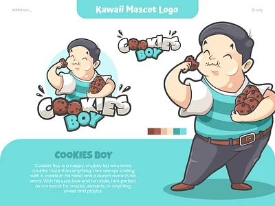 Cute Mascot Design Cookies Boy animation branding cartoon character company cookies cute design funny illustration kawaii logo mascot vector
