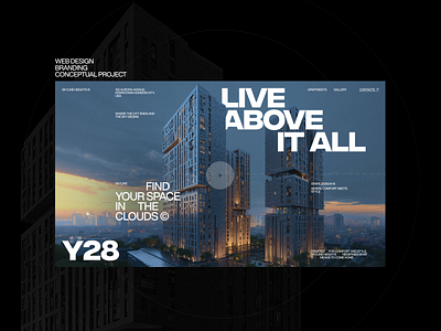 Live Above It All | Luxury High-Rise Concept architecture branding conceptdesign darkmode design digitaldesign landing landing page minimal minimalism modern realestate residential complex skyscraper ui uiux ux web design