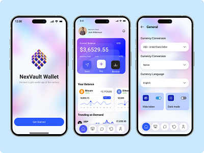 NexVault — Sleek & Secure Crypto Wallet app desigen branding crypto wallet minimal morden ui userexpernce ux