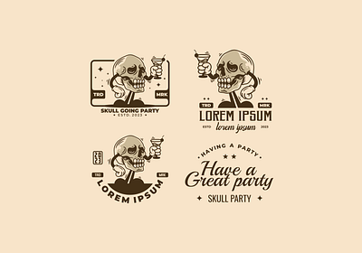 Skull party badge adipra std adpr std art logo design horror illustration vintage art