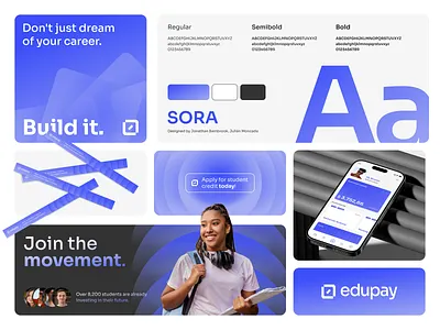 Brand identity for EduPay, an ed-fintech solution bento bento grid branding creative direction design edfintech education fintech graphic design logo visual identity visual system