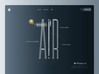 iPhone Air Landing Page apple concept web theme apple website concept design glass effect ios iphone iphone air iphone air concept landing page liquid glass effect