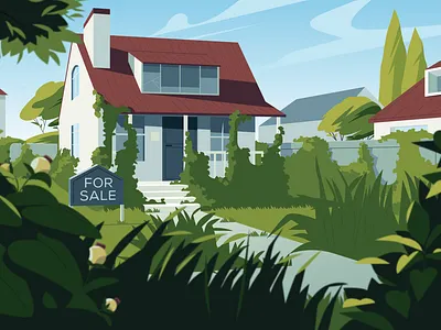 House for sale #1 2d art house illustration illustrator landscape yard