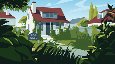 House for sale #1 2d art house illustration illustrator landscape yard
