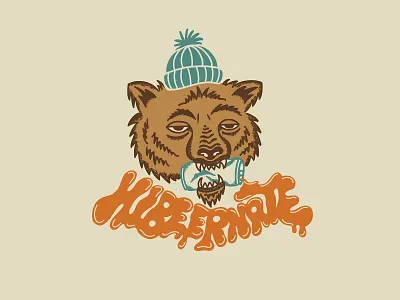 Hibeernate. apparel bear beer branding design graphic design illustration lettering t shirt