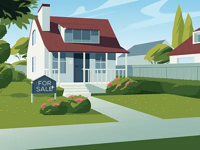 House for sale #2 2d house illustration illustrator landscape sale yard