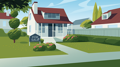 House for sale #2 2d house illustration illustrator landscape sale yard